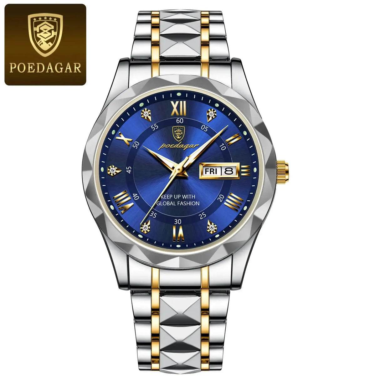 POEDAGAR Business Men's Watch Waterproof Luminous Stainless Steel Date Week Watches For Man Fashion Luxury Quartz Men Wristwatch - Lootquake