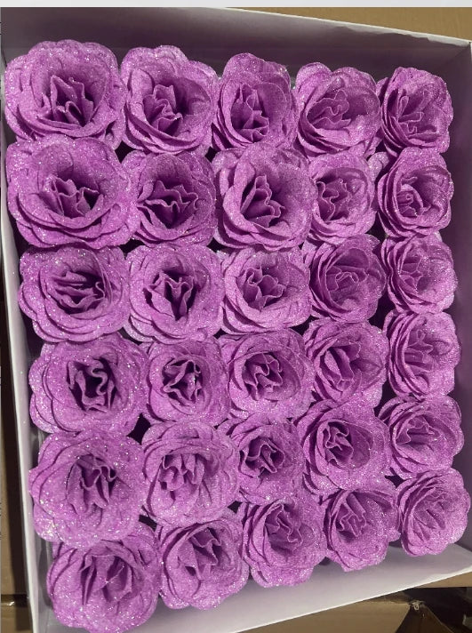 30pcs of 7cm Glitter spray artificial flower rose for Christmas gift hot Valentine DIY bouquet easter wedding Birthday decor - Lootquake