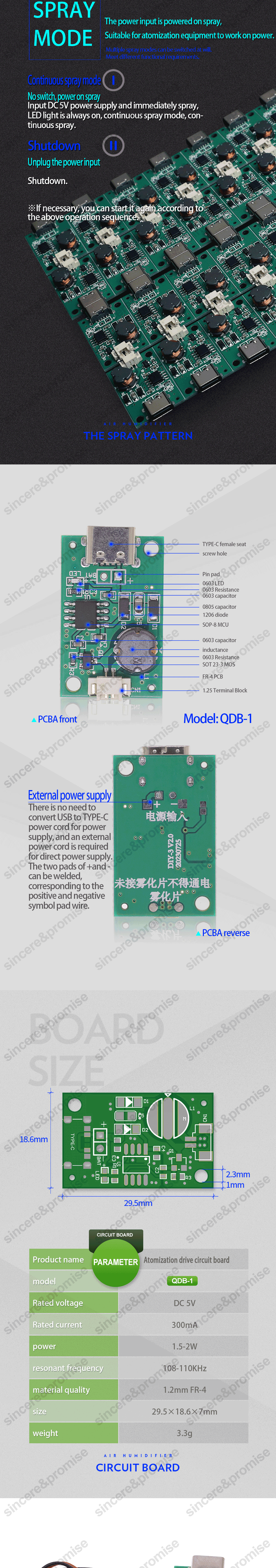 TYPE-C USB Mini Humidifier DIY Kits DC 5V Mist Maker And Driver Circuit Board Fogger Atomization Film Atomizer Sheet Oscillating