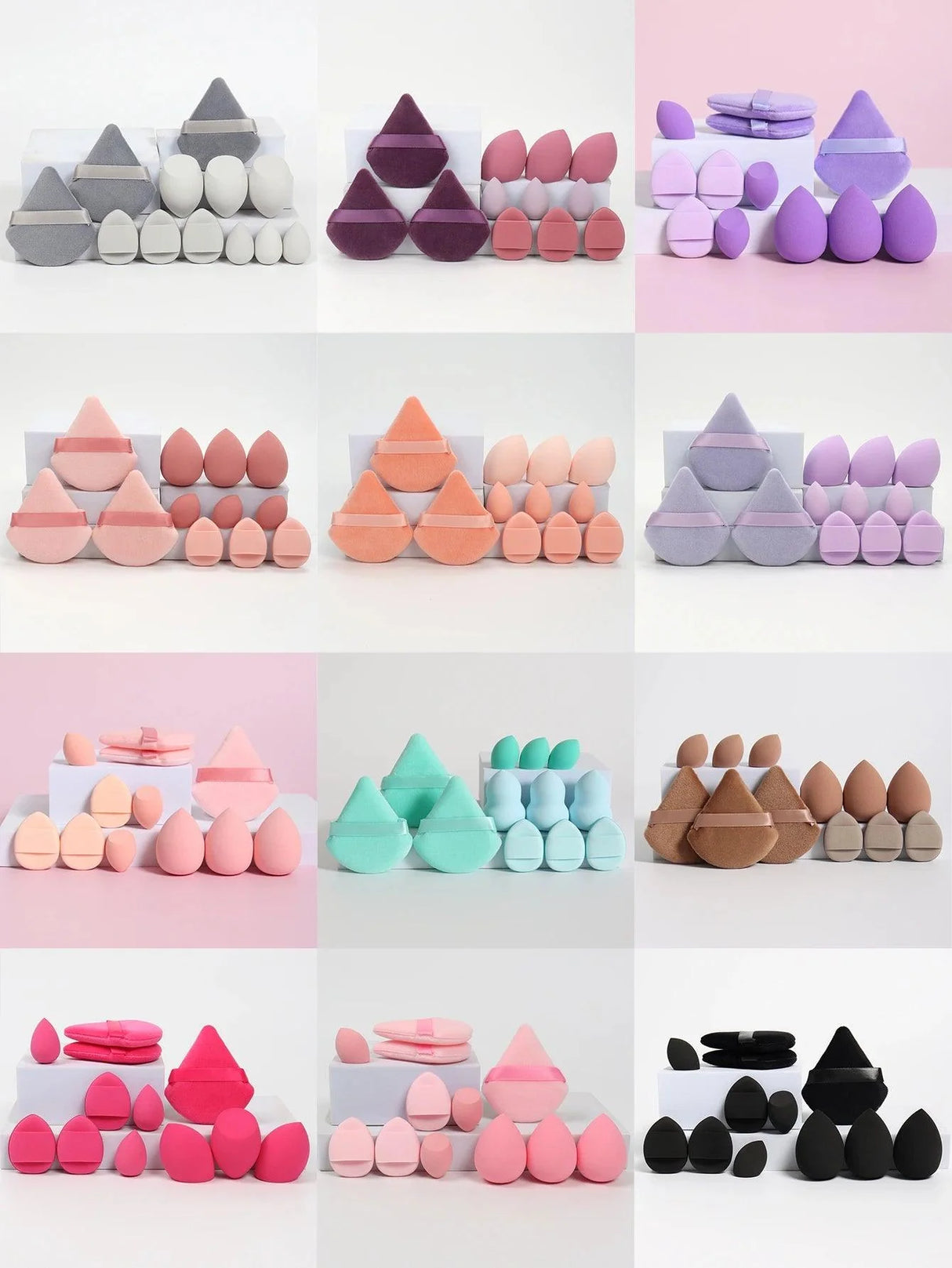 12 Piece All Purpose Makeup Sponge Set with Loose Powder Puffs Mini Air Cushion Puffs Beauty Eggs and Mini Beauty Sponges