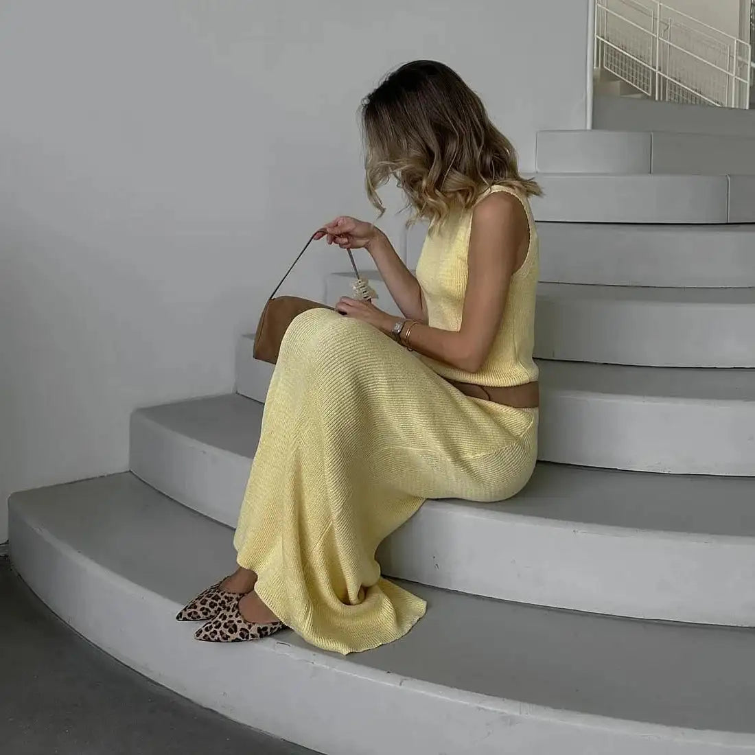 Tossy Elegant Knitwear 2 Piece-Set Long Dress Female Ribbed Sweater Pullover And Loose Patchwork Maxi Skirt Sets Ladies Outfits - Lootquake