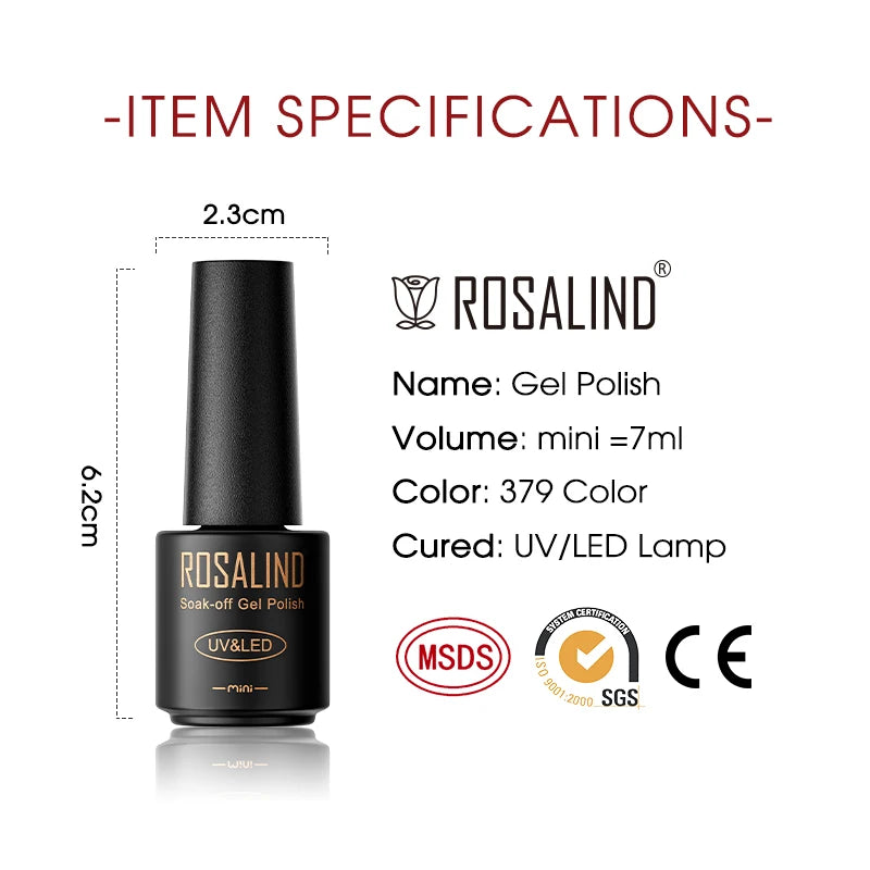 Esmalte de uñas en gel ROSALIND, lámpara para manicura artística con base mate y capa superior, esmalte semipermanente Gellak.