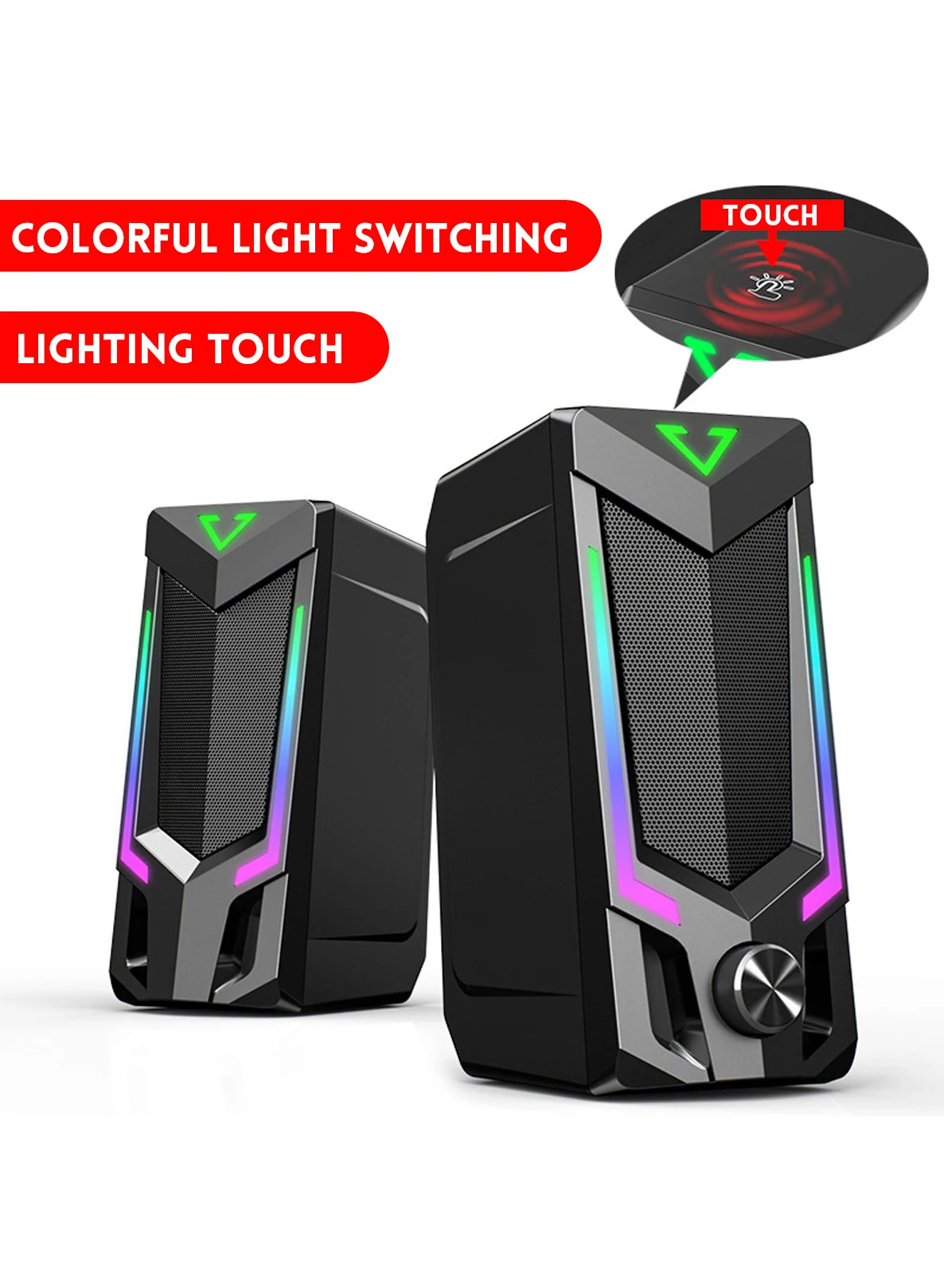 Altavoz para computadora Bluetooth RGB, altavoz para computadora de escritorio, altavoz para computadora portátil, altavoz estéreo de escritorio, alimentación por USB, con LED ambiental