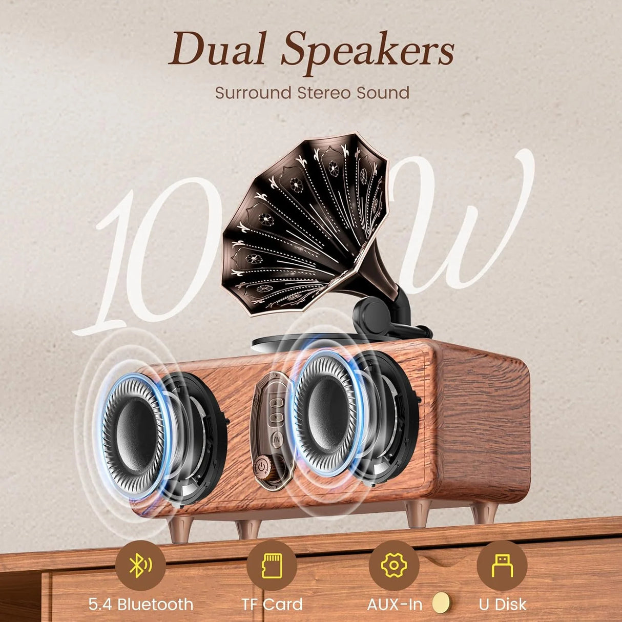 El altavoz Bluetooth AS36 cuenta con radio FM multifuncional retro de alta calidad, sistema de audio inalámbrico de alto volumen y subwoofer. Regalo.