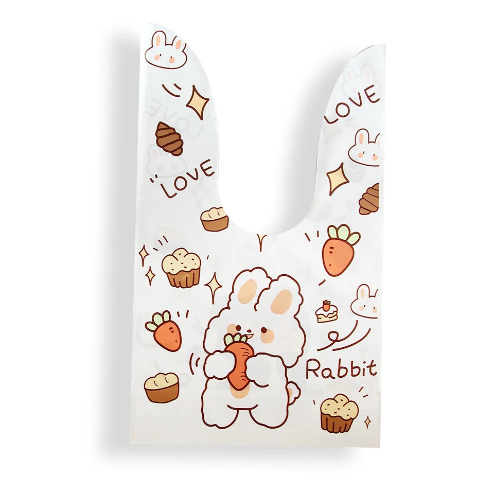 Hot Sale 20 / Batch Cute Rabbit Carrot Ear Biscuit Bag Candy Biscuit Gift Bag Snack Baking Packaging Supplies Easter Decoration - Lootquake