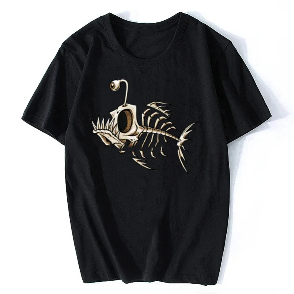 Bonefish Skull Deep Sea Fish Skeleton Funny Fisherman Angler T-Shirt Cotton O-Neck Short Sleeve Women T Shirt Oversize 61617 - Lootquake