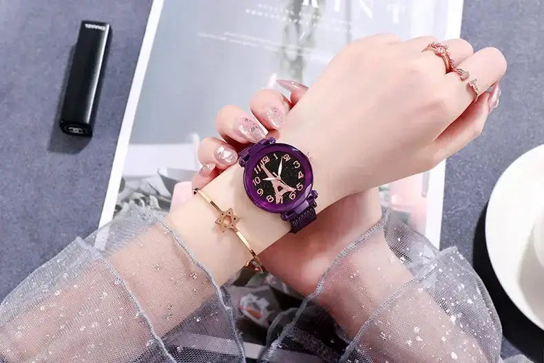 Luxury Mesh Steel Belt Quartz Wristwatches Eiffel Tower Watch for Women Simple Ladies Dress Party Watch Relógio Feminino Gifts - Lootquake
