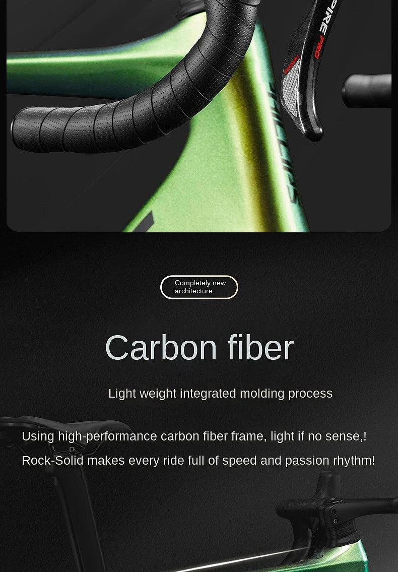 2025 New Ultra-Light Carbon Fiber Road Bike Fast Racing Bicycle with Hydraulic Disc Brakes 16/24-Speed Gear Shift Drop Handlebar