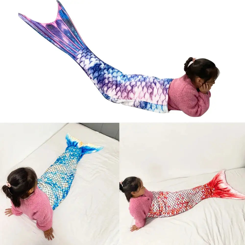 Mermaid Blanket Sleeping Bag Anti Kick Flannel Quilt Soft Fabric High Color Fastness Children Birthday Gift Fish Tail - Lootquake