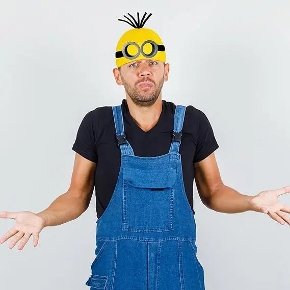 Halloween Party Minion Costumes Little Yellow Man Cosplay Movie Cartoon Funny Dress Up Magical Thief Dad Gray Striped Scarf