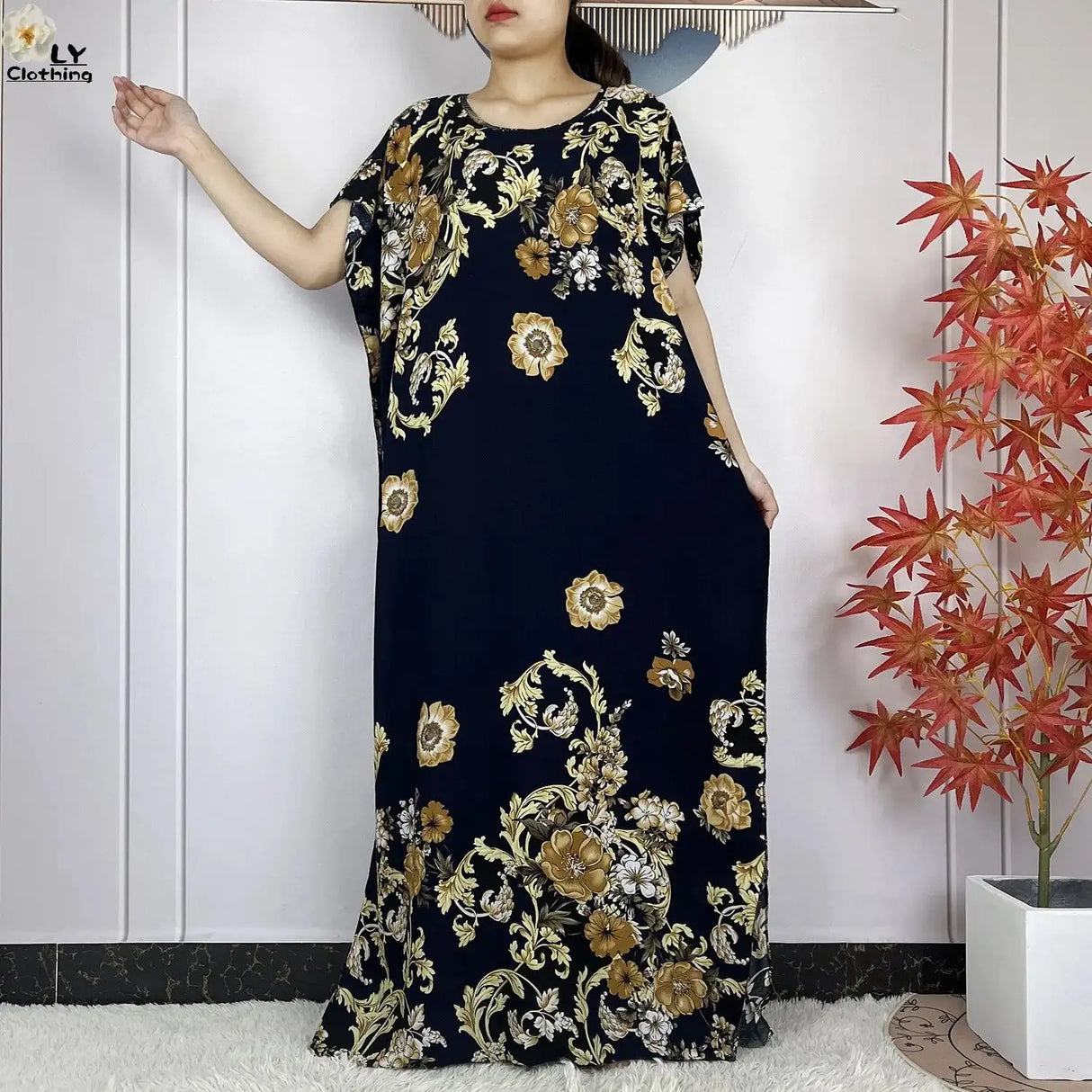 2024 Latest Muslim Sets Women Clothing Cotton Floral Loose Dashiki Long Dress African Abaya Dubai Traditional Islamic Clothing - Lootquake