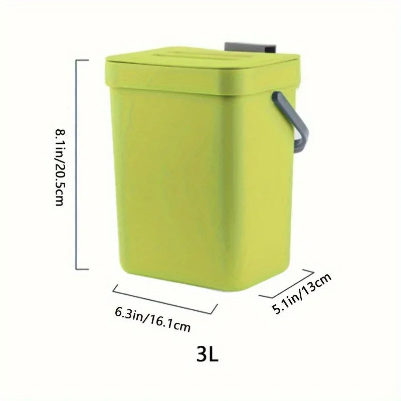 Food Waste Basket Bin for Kitchen, Small Countertop Compost Bin with Lid,Odor-Free Food Scrap Container,Wall Mounted Garbage Can