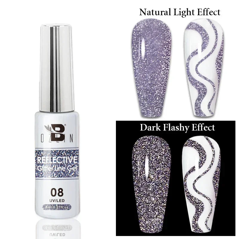 Esmalte de uñas en gel semipermanente, efecto espejo metálico, cromado, superbrillante, francés, UV LED, 5 ml, dorado y plateado.