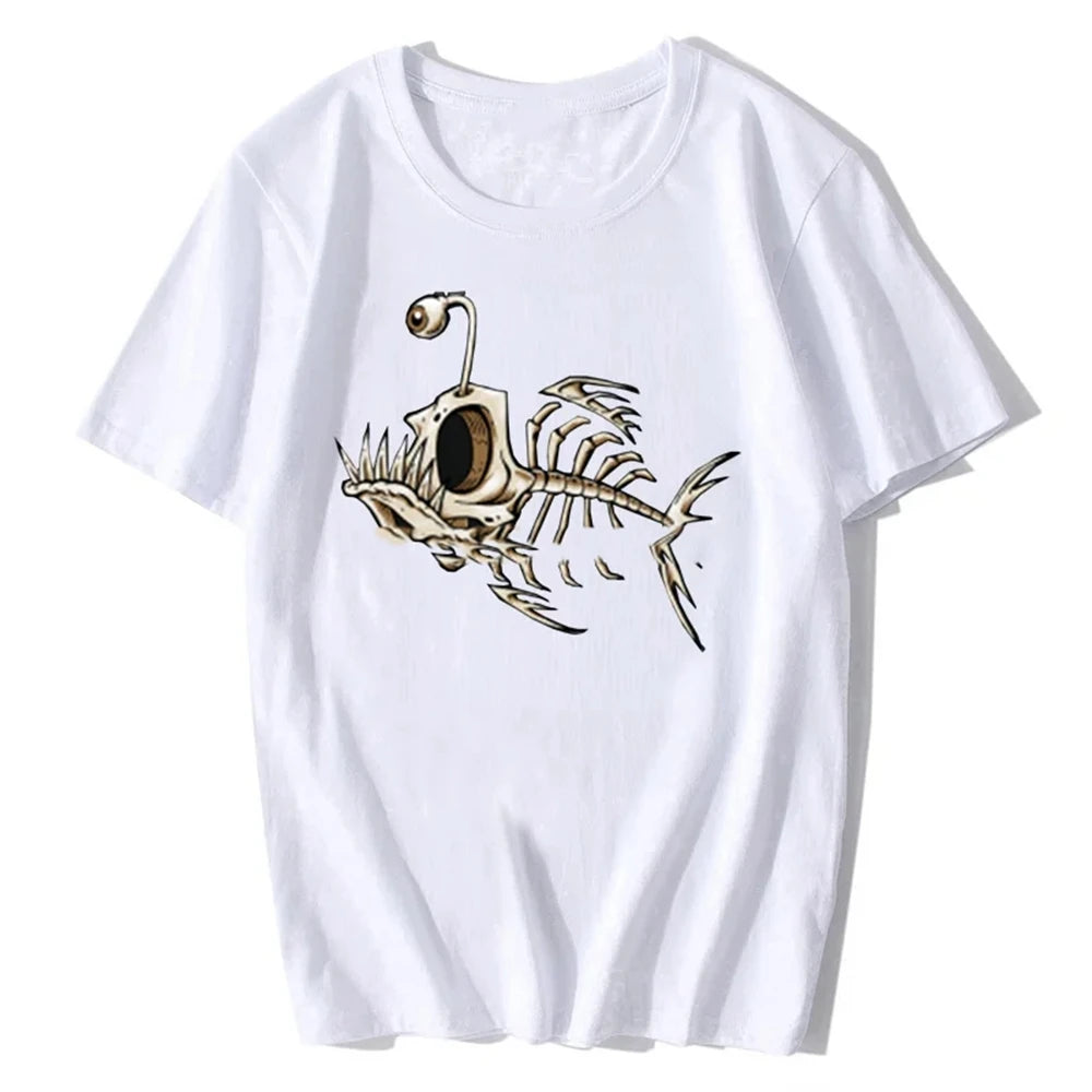 Bonefish Skull Deep Sea Fish Skeleton Funny Fisherman Angler T-Shirt Cotton O-Neck Short Sleeve Women T Shirt Oversize 61617 - Lootquake