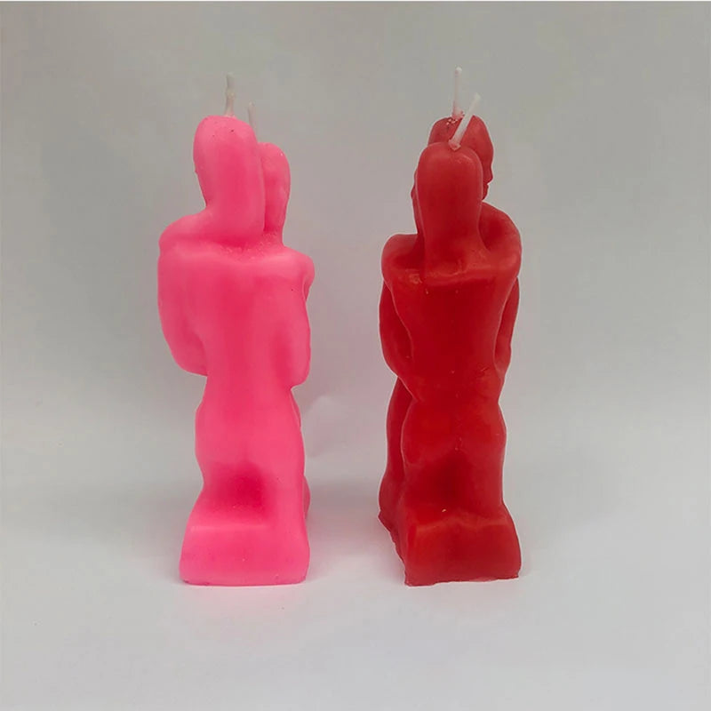 Velas decorativas para pareja de hombres y mujeres abrazados. Ritual de amor con velas. Hechizo para enamorarse de mí. Rojo y rosa.