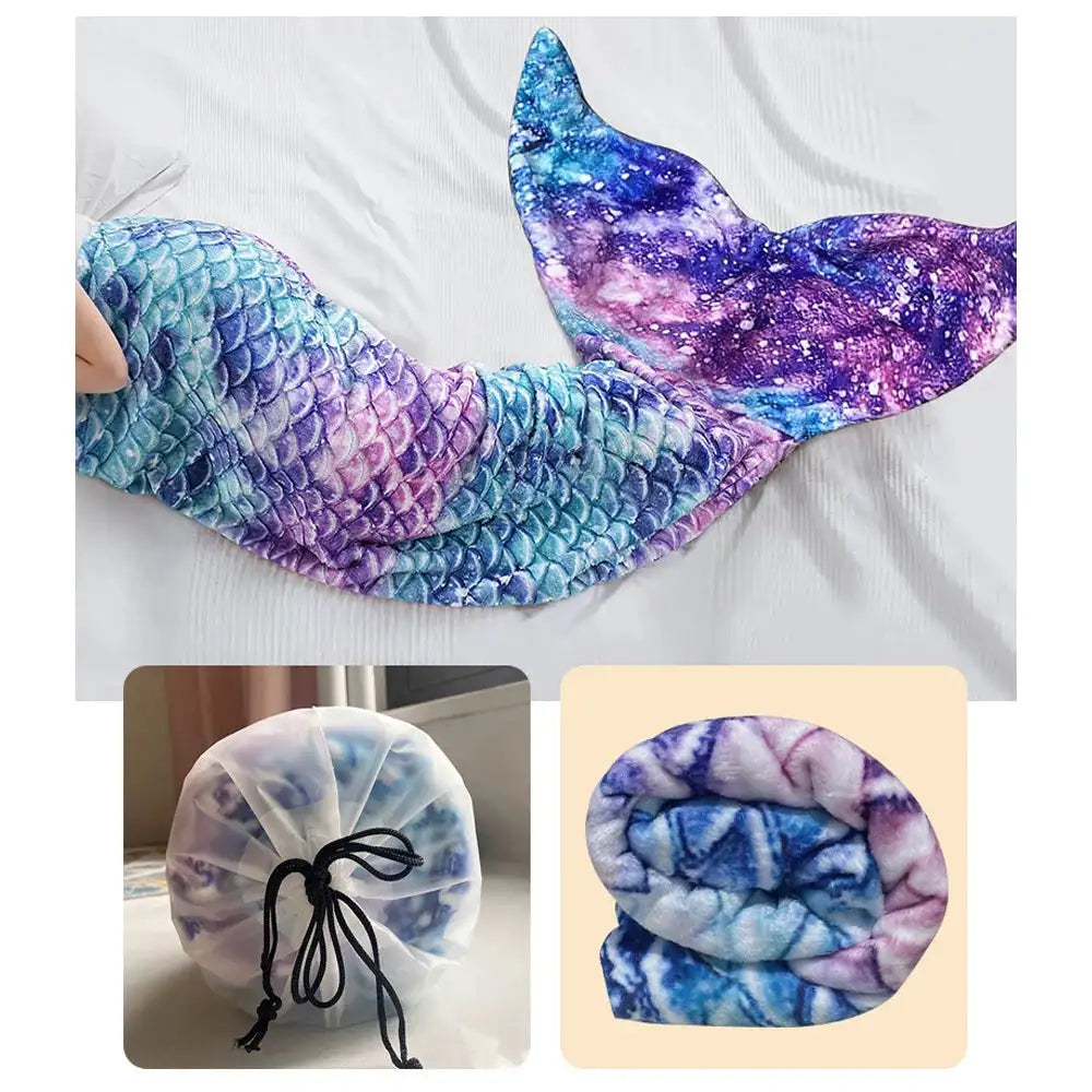 Mermaid Blanket Sleeping Bag Anti Kick Flannel Quilt Soft Fabric High Color Fastness Children Birthday Gift Fish Tail - Lootquake