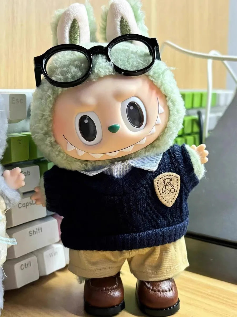 Ropa Labubu de 17 cm, accesorios para muñecas monstruo, ropa, regalo para niños, camisa, suéter, pantalones, zapatos, uniformes estudiantiles.