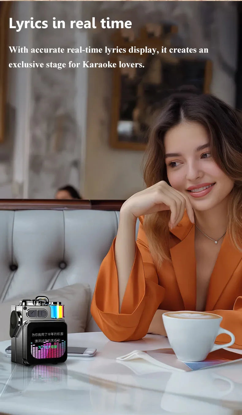 Mini haut-parleur Bluetooth intelligent à écran tactile, lecteur audio portable, appel mains libres sans fil, boîte à musique MP3, prise en charge de la lecture TF, contrôle par application