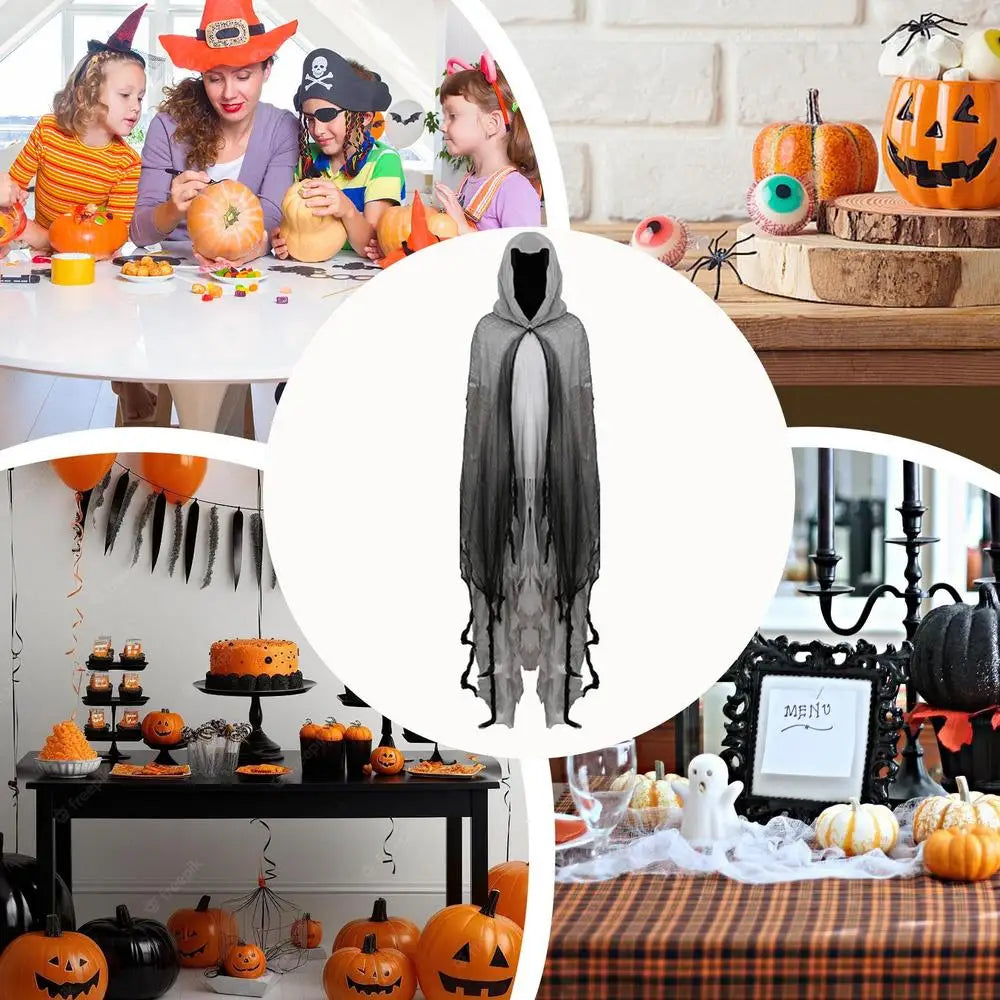 Halloween Cape Unisex Halloween Ghost Dementors Cosplay Costume Horror Dress Up Cape Halloween Horror Costume Cloaks Props