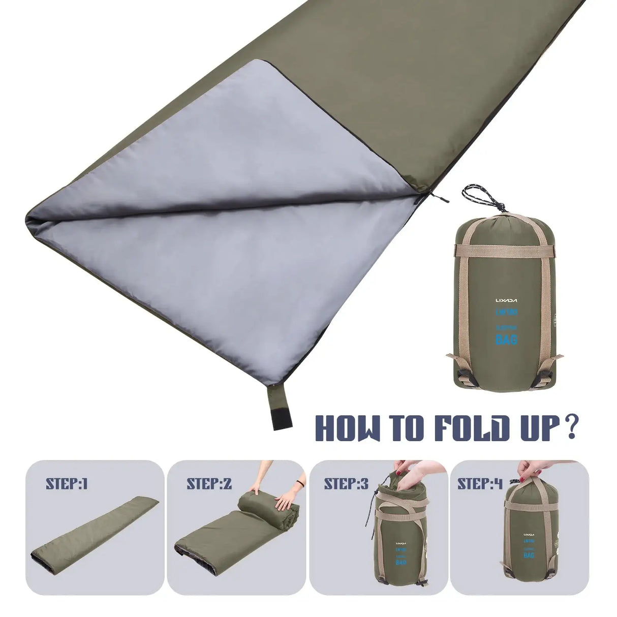 Lixada 190 * 75cm Outdoor Portable Envelope Sleeping Bag Camping Travel Hiking Multifunction Ultra-light 680g Backpacking - Lootquake