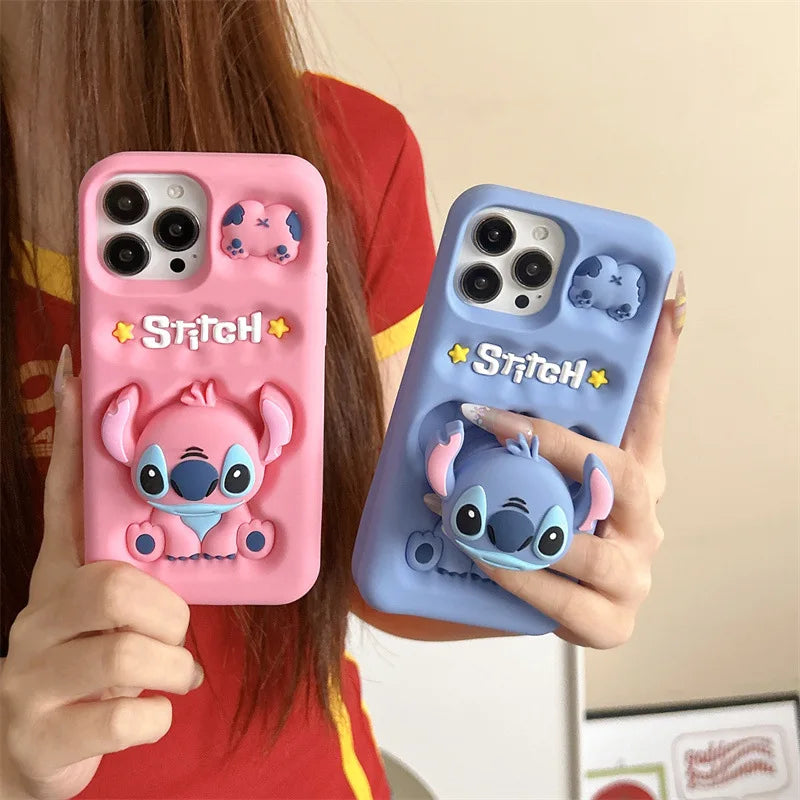 Funda telescópica con soporte para iPhone con diseño de ángel de Stitch