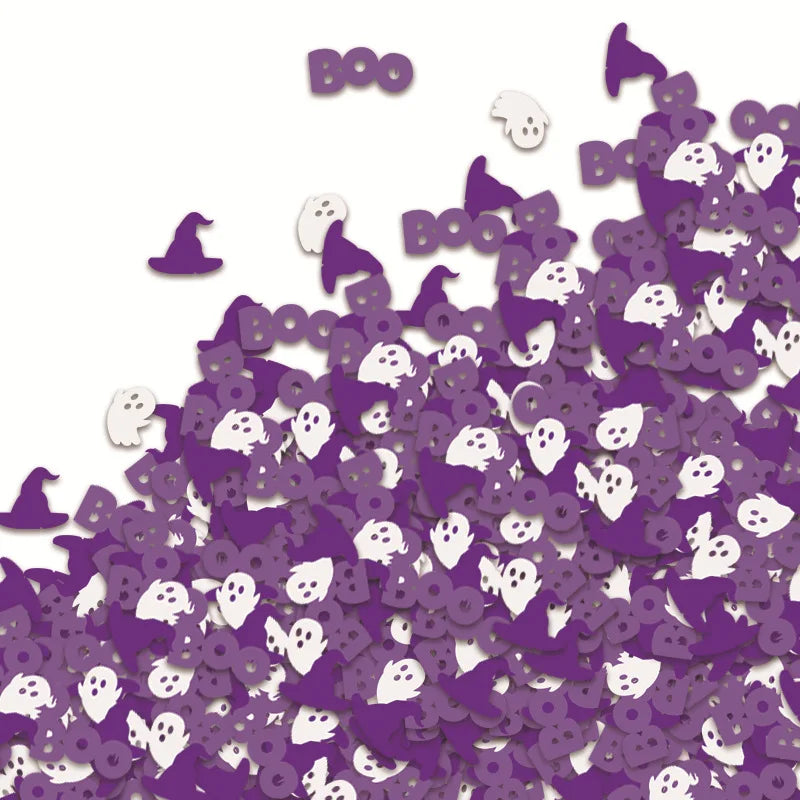 Décoration de bureau de fête d'Halloween avec confettis, paillettes, chapeaux magiques fantômes, décoration d'ambiance, papier déchiqueté