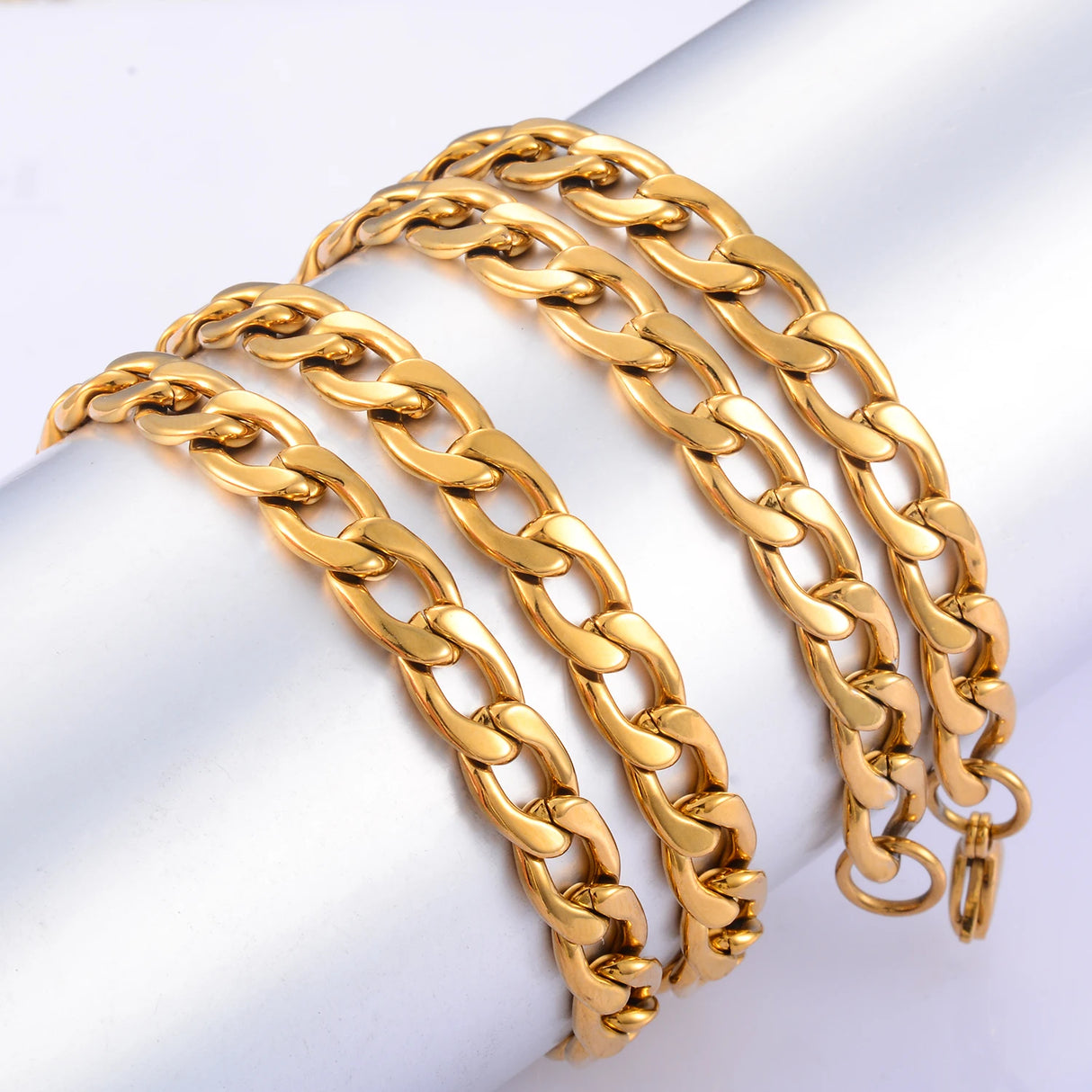 Width 3mm-11.5mm Stainless Steel Gold Color Cuban Chain Necklace Hip Hop Classical Punk Fashion Jewelry Men Gifts - Lootquake