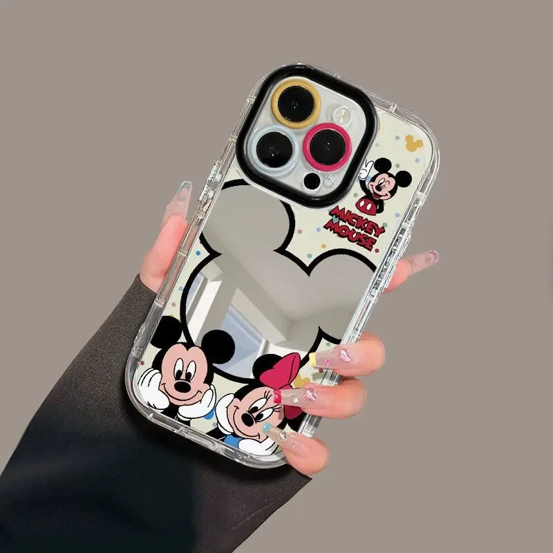 Cartoon Mickey Minnie Couple Mirror Creative Cute Phone Case For iPhone