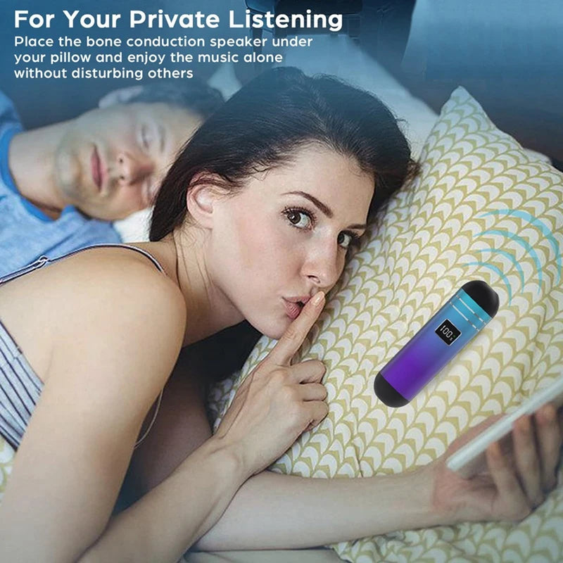 Enceinte Bluetooth sans fil à conduction osseuse, portable, à placer sous l'oreiller, carte TF 32 Go intégrée pour dormir