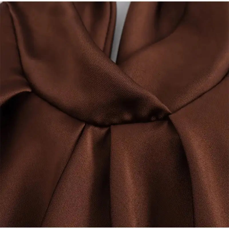 Off Shoulder Satin Halter Long Dress Woman Sexy Hanging Neck Female Pleated Dresses Summer Backless Midi Evening Party 2024 New - Lootquake