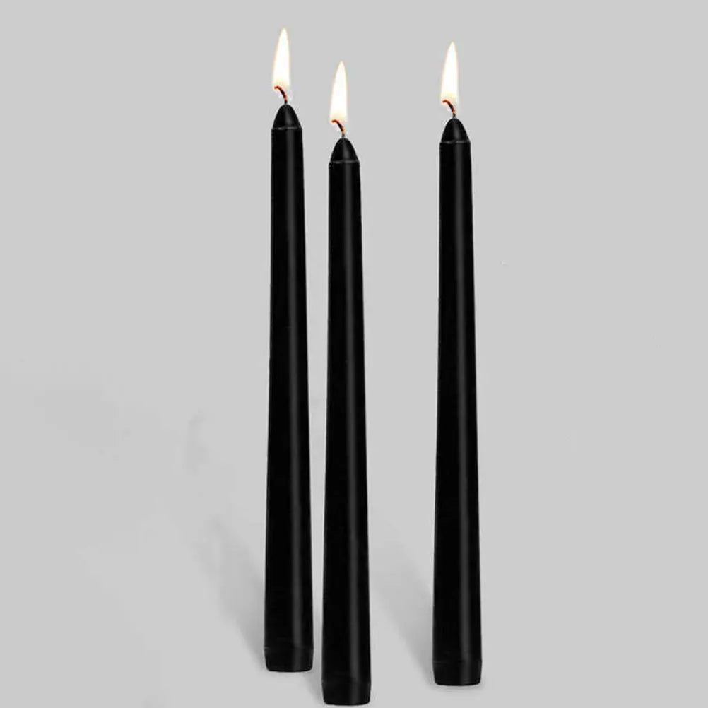 6pcs Tall Taper Paraffin Wax Candles Black Unscented Candles Bulk Pack Decorations For Wedding Home Party Events
