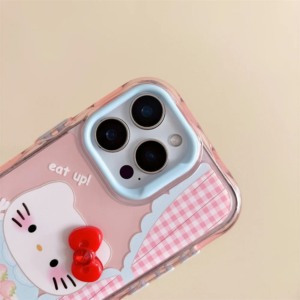 Funda para teléfono de Hello Kitty con diseño de pastel de fresa rosa