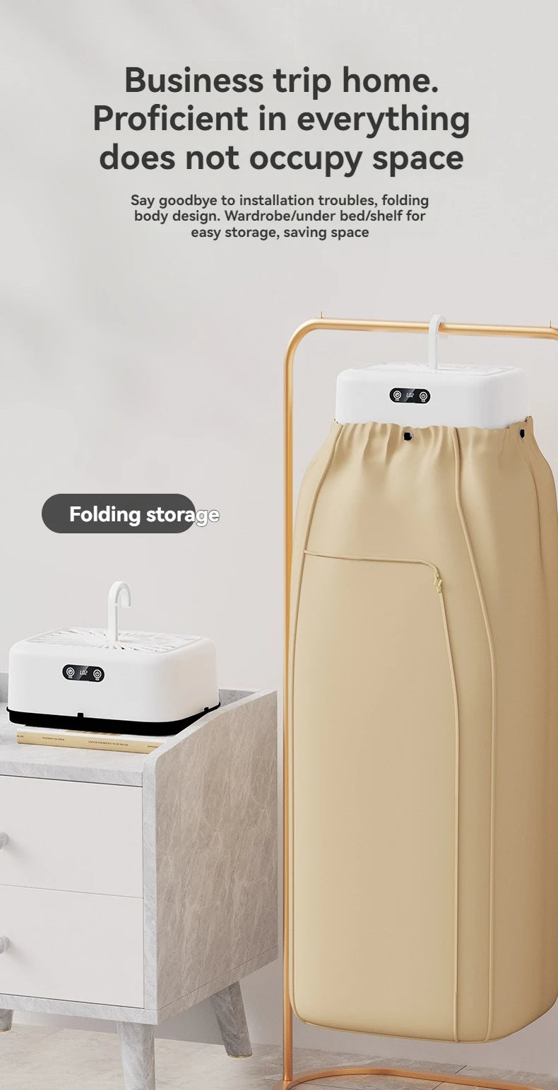 Mini sèche-linge portable pliable et électrique, intelligent, à séchage rapide et minuté, avec sac de séchage, compact et de voyage