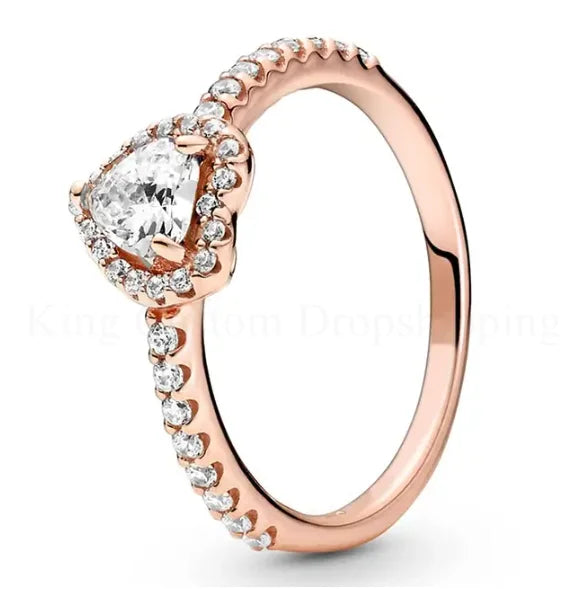 New Colored Crystal 925 Sterling Silver Ring Exquisite Women Shiny Heart Series Simple Ring Valentine's Day Gift for Lovers - Lootquake