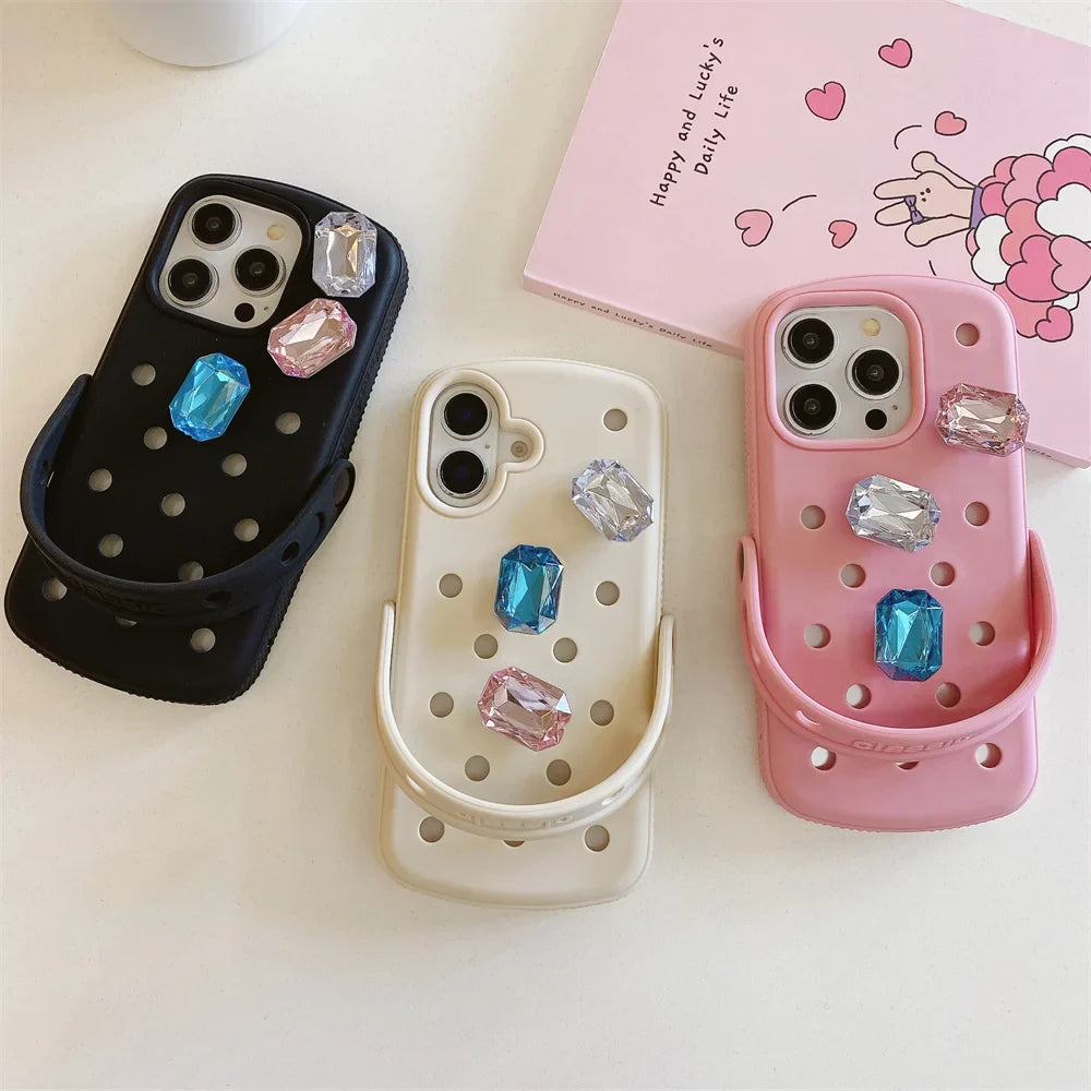 Funda blanda de lujo para iPhone con diseño de Crocs