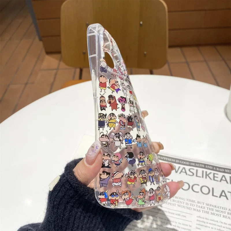 Funda para iPhone con diseño de crayón Shin-chan en 3D para el día a día.