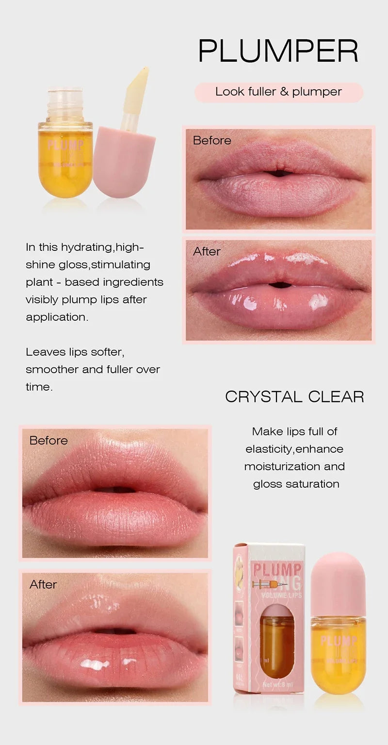 Aceite voluminizador de labios que rellena los labios al instante, aumentando su elasticidad, hidratación duradera, brillo y saturación, belleza, maquillaje, cuidado de labios.