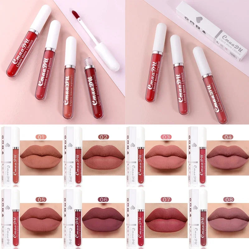Rouge à lèvres liquide mat velours sexy longue tenue, maquillage pour les lèvres, beauté féminine, rouge, antiadhésif, résistant à l'eau