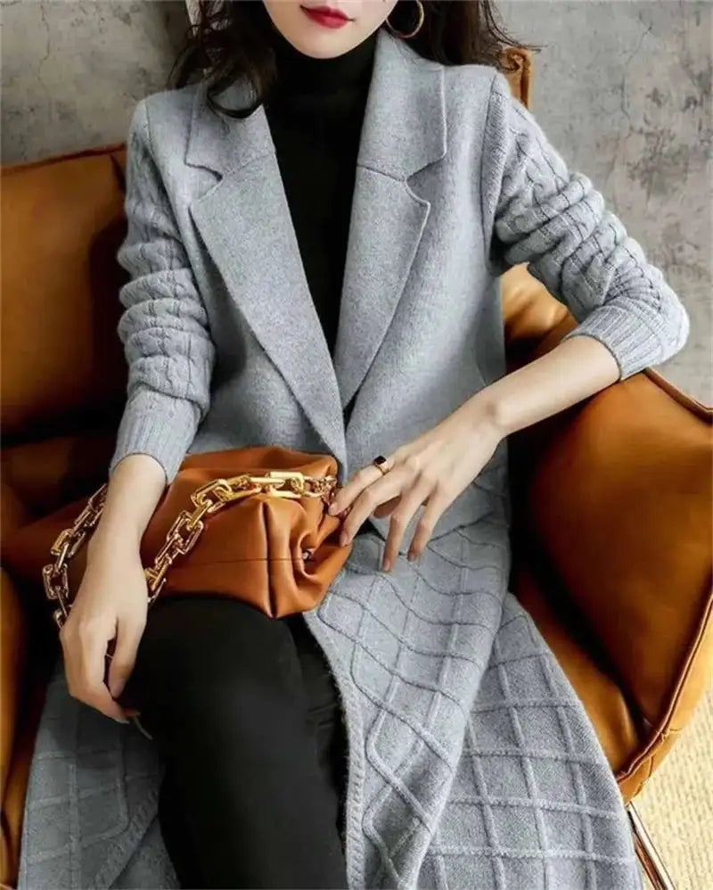 Korean French Style Cashmere Sweater Ladies Wool Windbreaker Cardigan New Autumn Winter Women Knitted Sweater Long Cardigan Coat - Lootquake