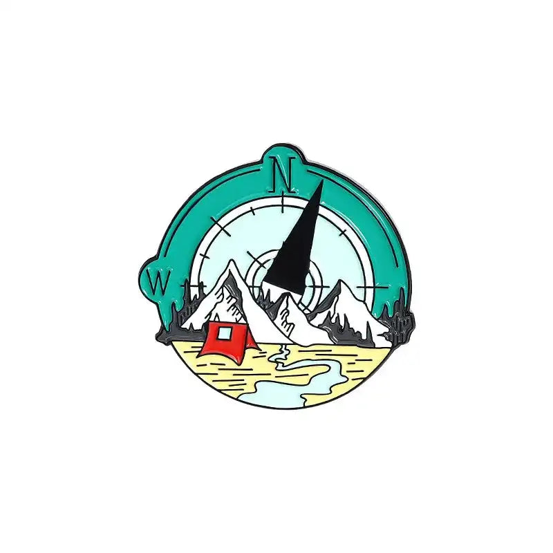Camping Life Enamel Pin Outdoor Compass Canvas Shoe Bonfire Tent Motorhome Brooches Bag Lapel Pin Badge Jewelry Gift for Friends - Lootquake