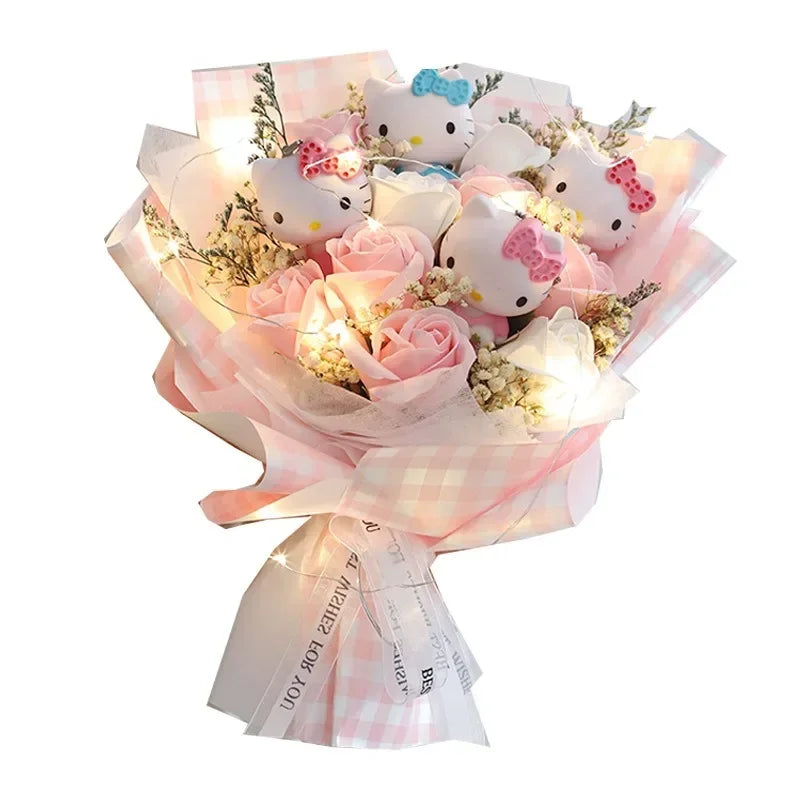 Hello kitty cartoon cute bouquet gift wholesale Valentine's Day birthday gift Kawaii anime doll bouquet for girlfriend new style - Lootquake