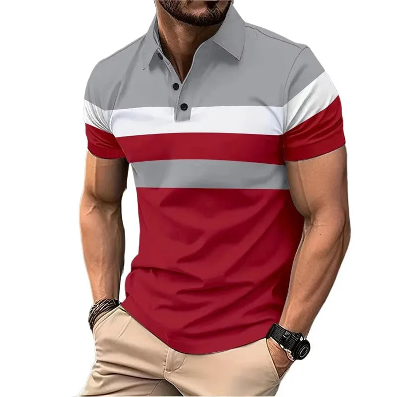 Summer Men's Short Sleeve Polo Shirts Splice Breathable Lightweight T Shirts Mens Outdoor Sweatwear Turn Down Mens Shirts - Lootquake