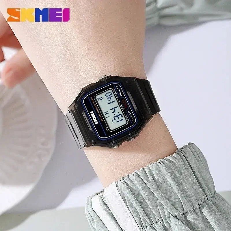 SKMEI Transparent TPU Strap Ladies Wristwatch Shockproof Back Light Display Stopwatch Digital Watches Women 2056 reloj mujer - Lootquake