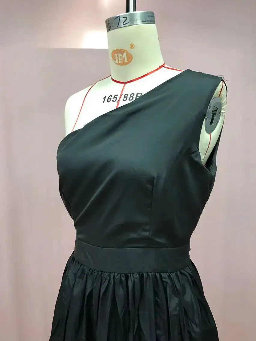 2024 Spring Summer New One Shoulder Dresses Women Splicing Print Off Shoulder Loose Long Dress Fashion Ladies Commuting Vestidos - Lootquake