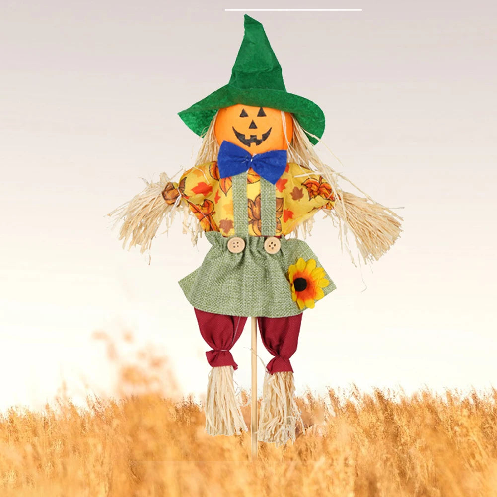 Small Halloween Scarecrow Decoration Fall Harvest Standing Scarecrow Decors Rustic Outdoor Scarecrow Halloween Decor