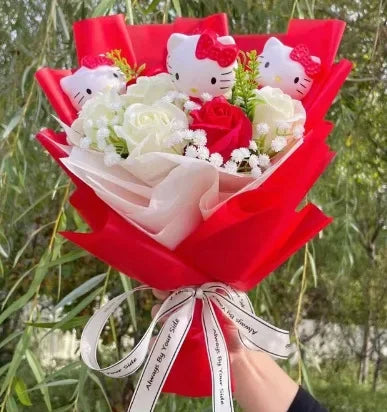 Hello kitty cartoon cute bouquet gift wholesale Valentine's Day birthday gift Kawaii anime doll bouquet for girlfriend new style - Lootquake