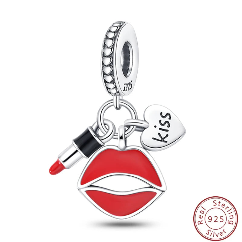 Ensemble de trois breloques en argent sterling S925, perles de 3 mm, motif princesse, golf, hamster, appareil photo, voyage, fabrication de bijoux fins