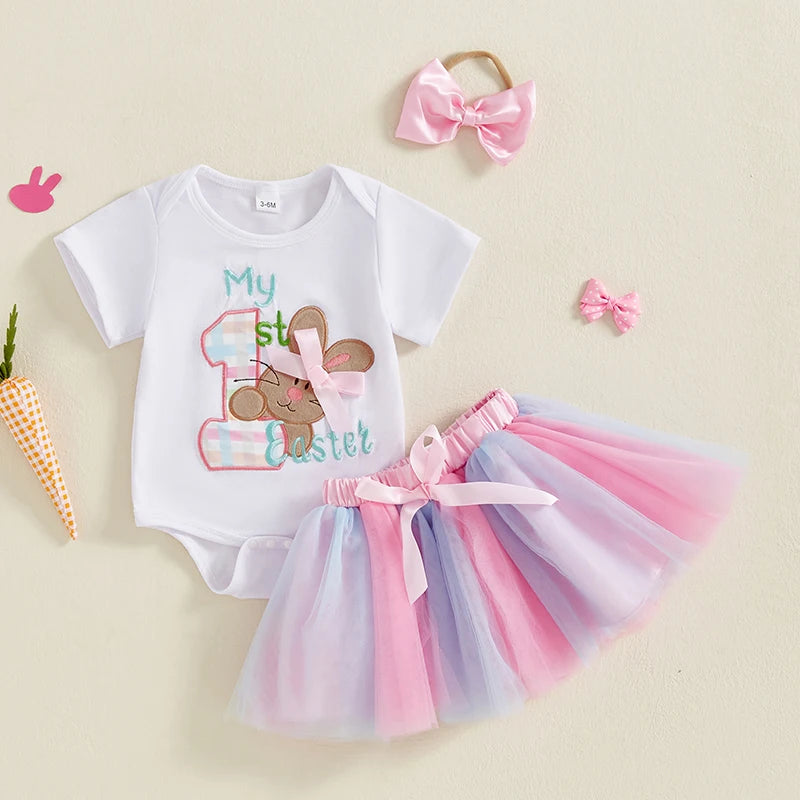 Toddler Girl Spring Outfits Floral Print Ruffle Sleeve Top and Shorts Set with Bow Headband 3Pcs Clothing Set for Easter - Lootquake