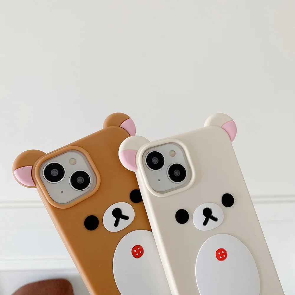 Funda de silicona suave para teléfono con diseño de oso Rilakkuma de dibujos animados