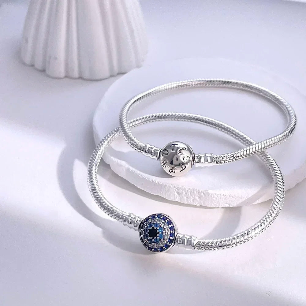 New 925 Silver Celtic Knot Snake Bone Lucky Eye Bracelet Fit Original Charming Bracelet Diy Fine Jewelry Gifts for Women - Lootquake